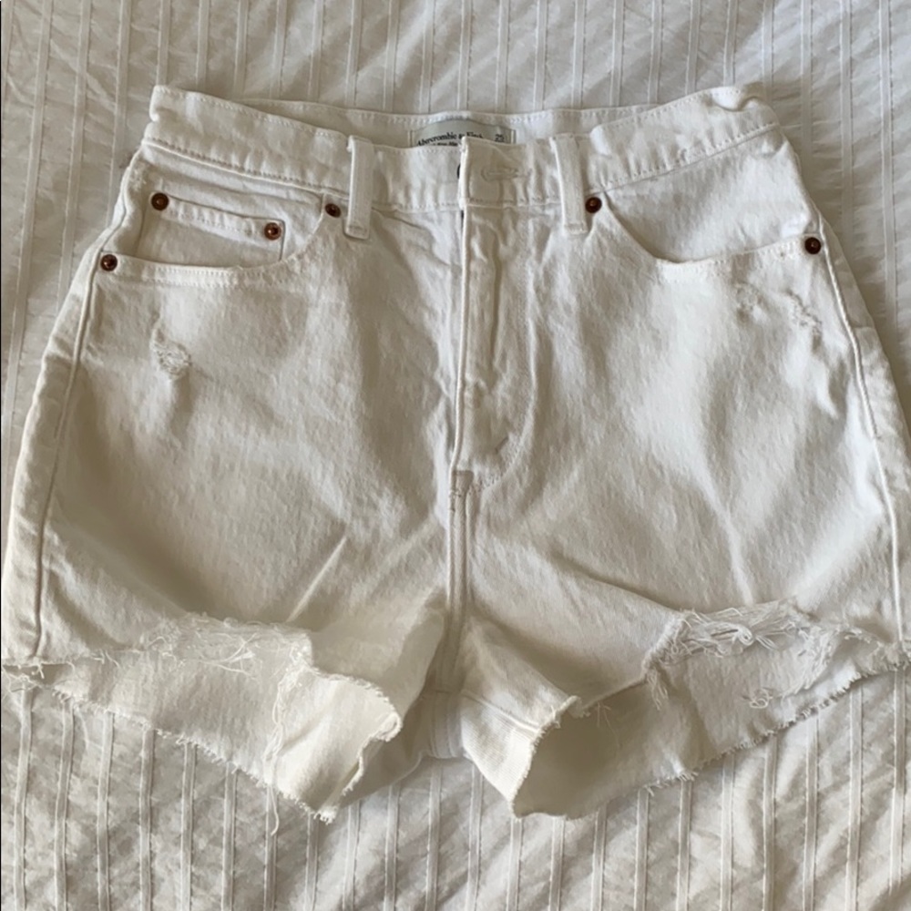 White Abercrombie Curve Love Shorts